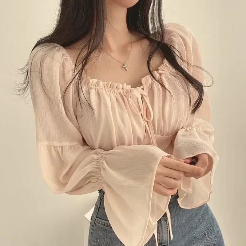 Chic Cropped Chiffon Blouse