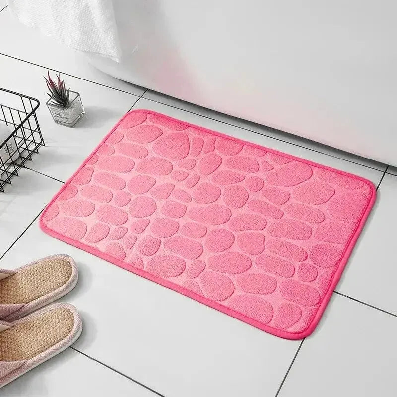 1-Piece Embossed Fibre Carpet – Anti-Slip Pebble Floor Mat for Bathroom & Living Room, Household Rug