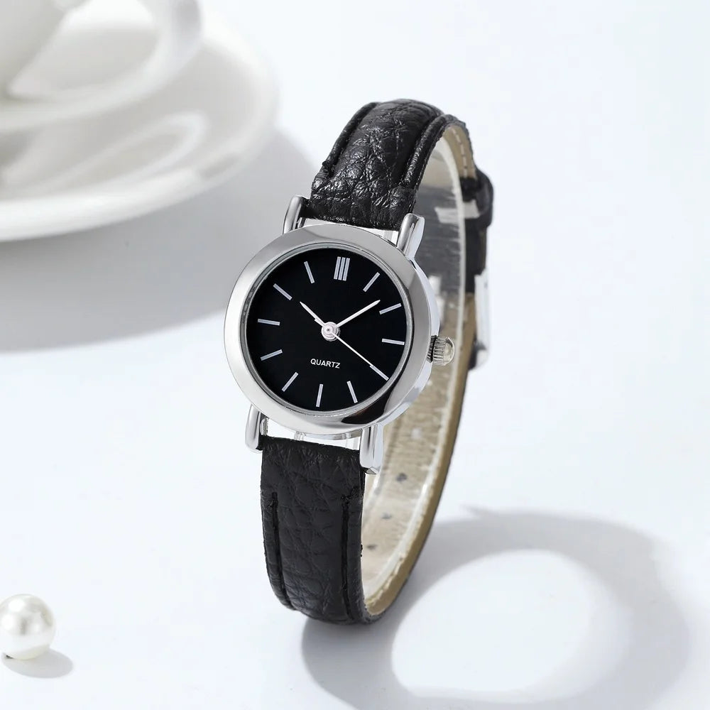Women’s Fashion Small Dial Watch Casual Quartz Wristwatch with Leather Band