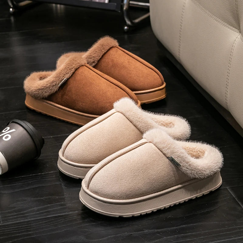 Fluffy Indoor Slippers for Autumn and Winter - Warm and Anti-Slip EVA Sole