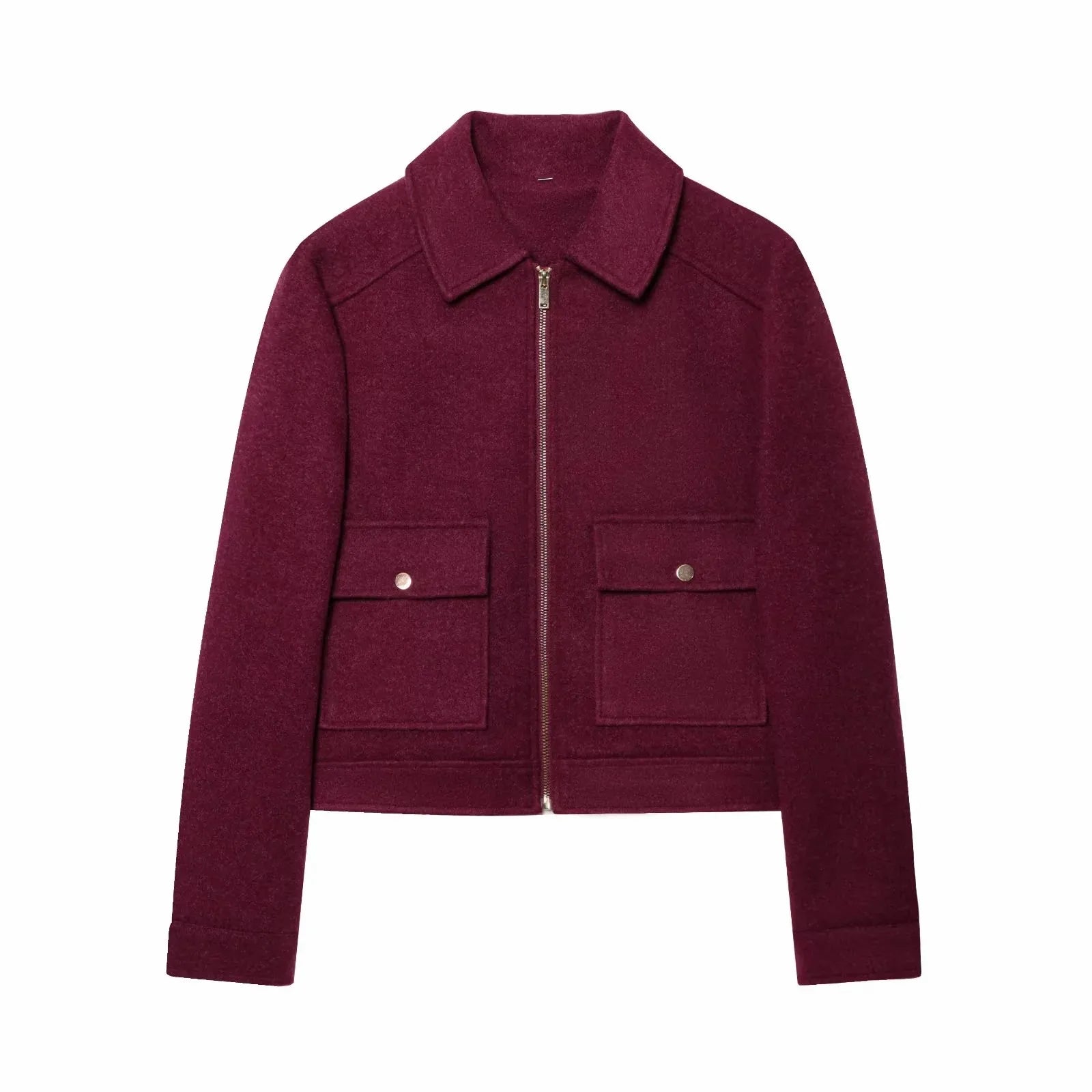 Women’s Zipper Jacket – New Winter Long Sleeve Coat with Pockets, Short Street Elegant Outerwear