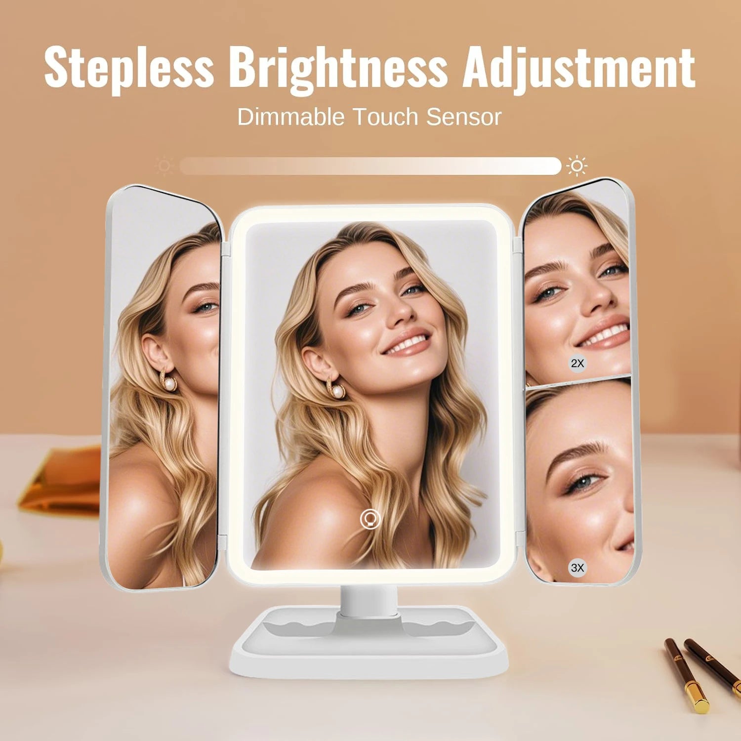 Trifold LED Makeup Mirror – Smart Lighted Vanity Dressing Mirror
