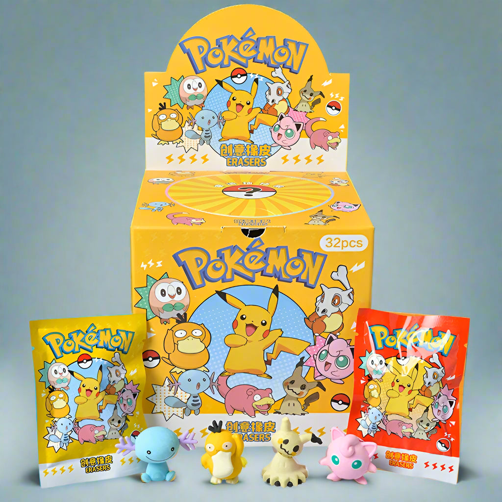 Anime Pokémon Surprise Box – Kawaii Eraser with Mini Pikachu Figure and Friends