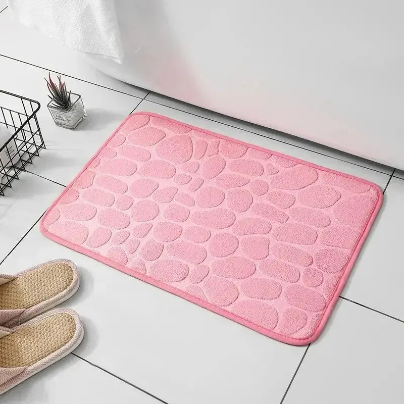 1-Piece Embossed Fibre Carpet – Anti-Slip Pebble Floor Mat for Bathroom & Living Room, Household Rug