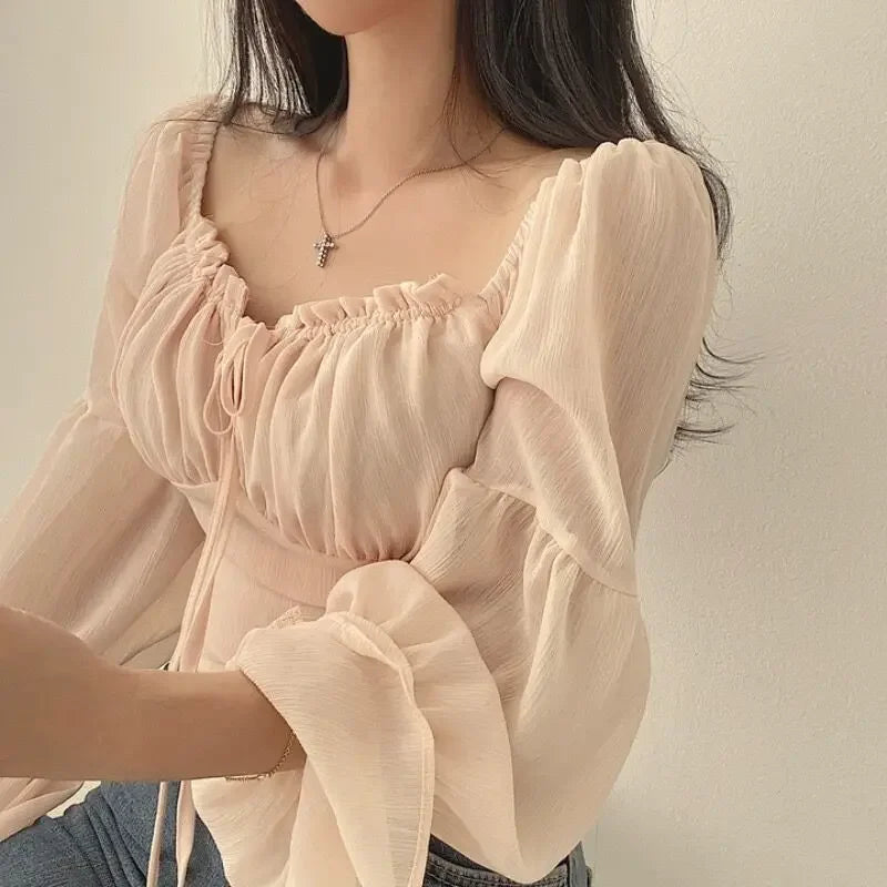 Chic Cropped Chiffon Blouse