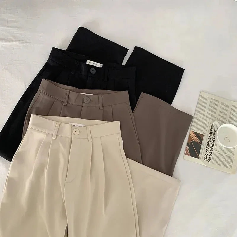 High Waist Straight Leg Office Pants – Women’s Casual Trousers