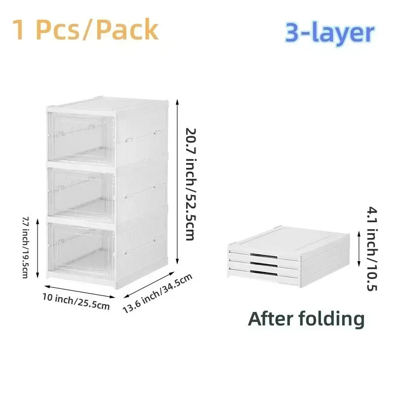 Foldable Shoe Storage Box – Stackable Dustproof Organizer