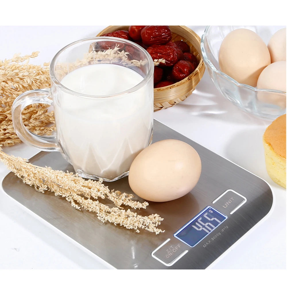Digital Kitchen Scale 1g up to 5kg/10kg – Portable Stainless Steel Scale with LCD Display