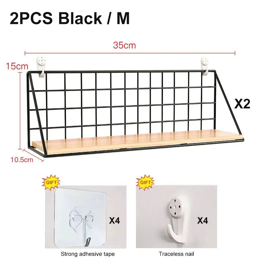 No-Drill Wooden Wall Shelf – Decorative & Storage Organizer