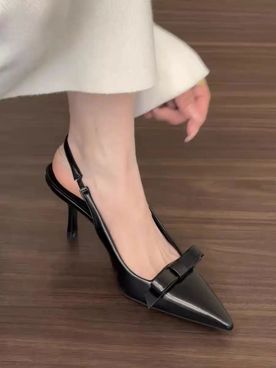 Bow Pointed High Heel Sandals – Designer Fashion Slide Mules, Elegant Casual Shoes