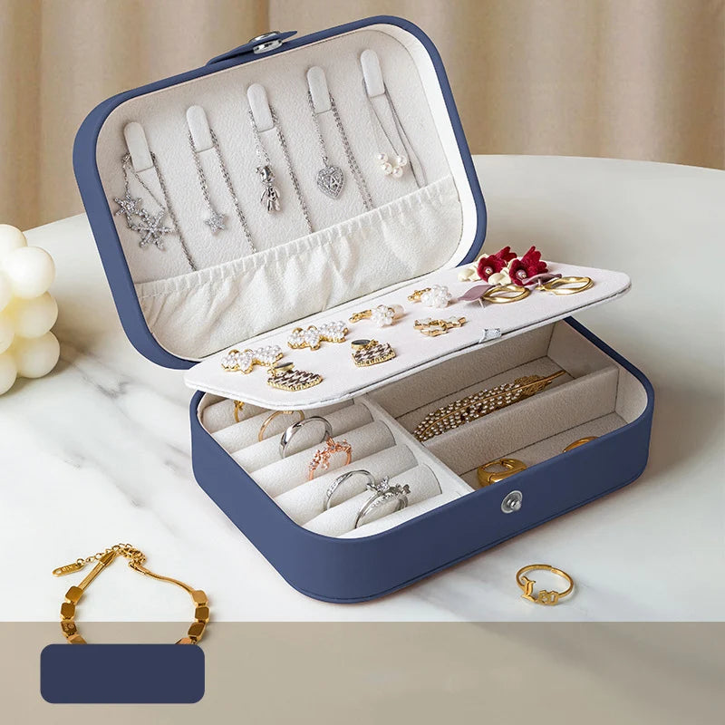 Portable Leather Jewellery Box – Organiser for Earrings, Bracelets, Necklaces & Rings