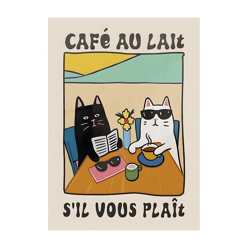 Retro Kitchen Canvas Poster – Cat Chef Art Print, Wall Decor for Kitchen, Bedroom, and Home, Perfect Gift Idea