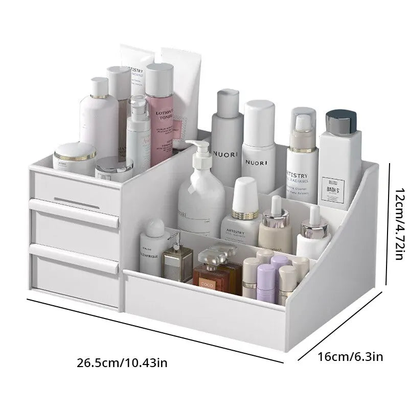 White Drawer Organizer – Plastic Storage for Cosmetics & Accessories