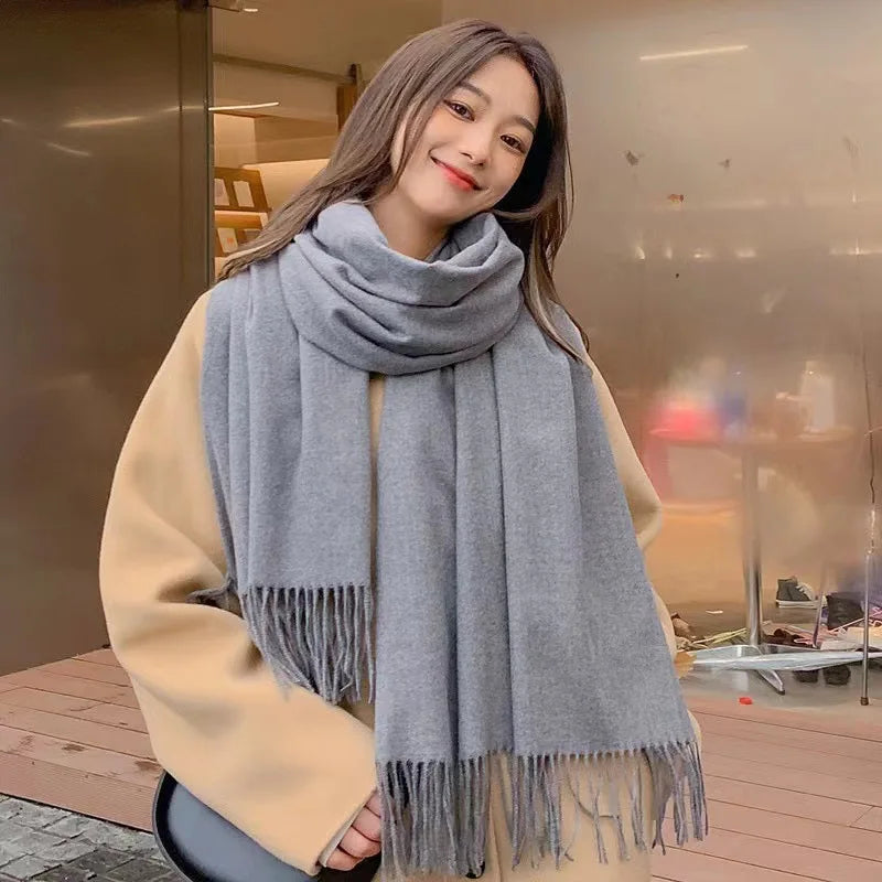New Cashmere & Wool Checkered Scarf – Warm Winter Scarf for Women