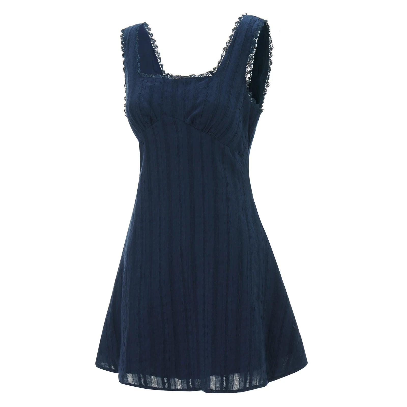Summer Chic Short Dress – Lace Trim A-line