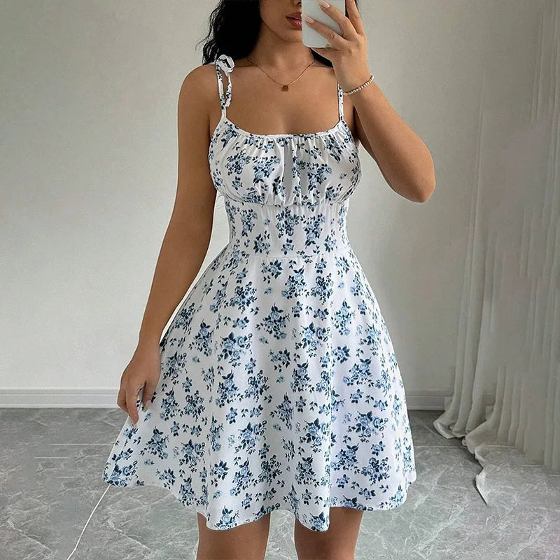 Summer Floral Strap Short Dress