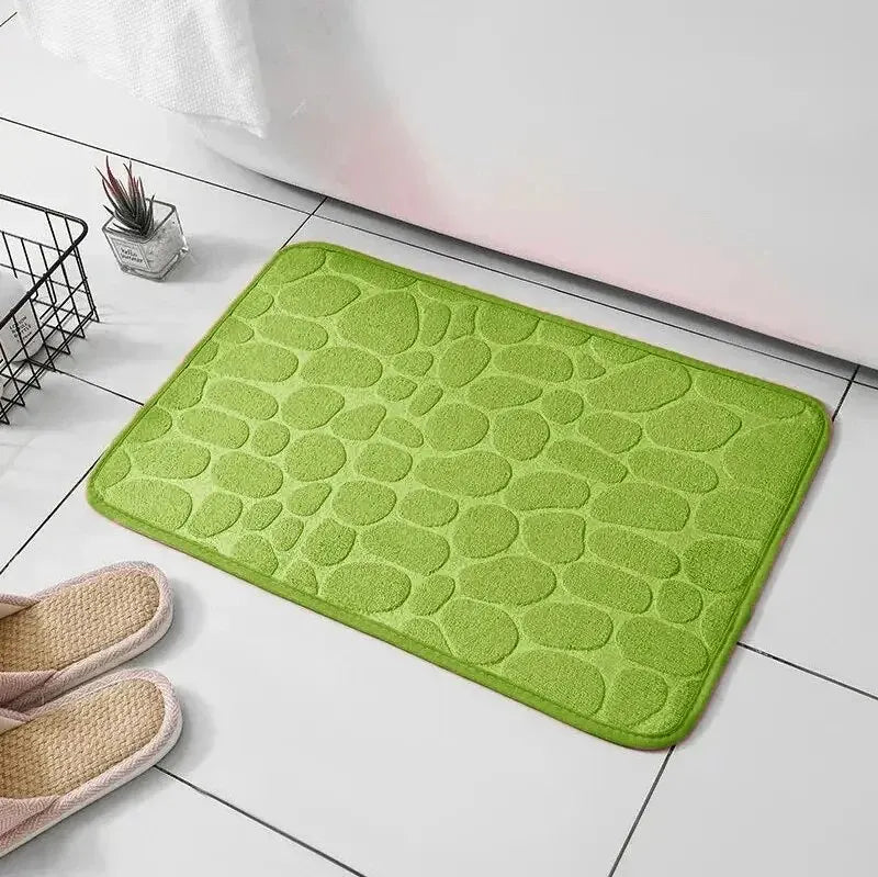 1-Piece Embossed Fibre Carpet – Anti-Slip Pebble Floor Mat for Bathroom & Living Room, Household Rug