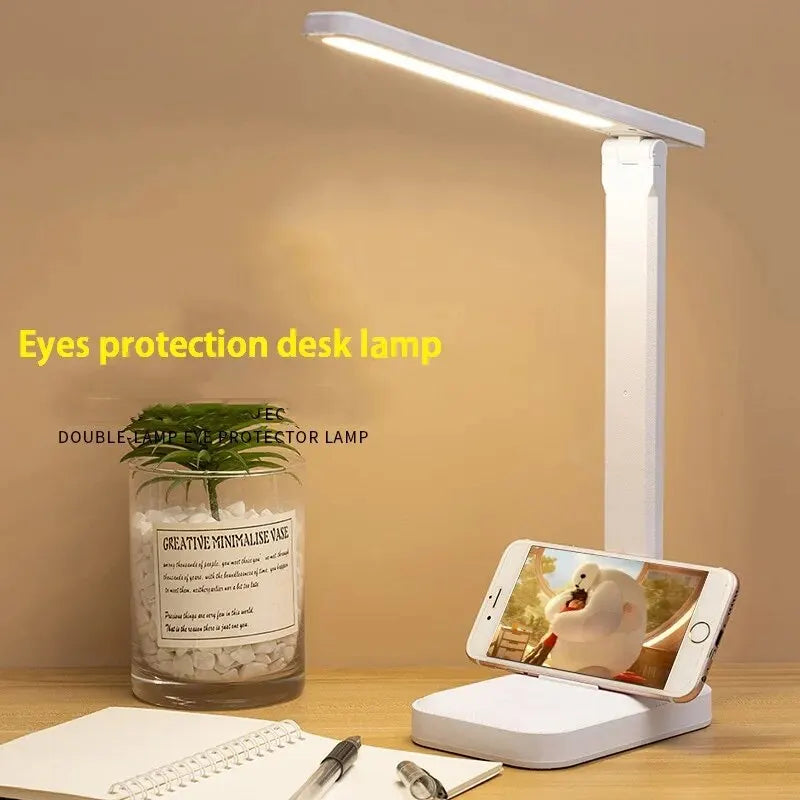 LED Foldable Desk Lamp – Touch Control with 3 Stepless Dimming & Eye-Care Light