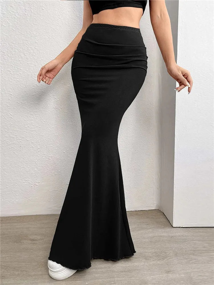 Elegant High Waist Bodycon Mermaid Maxi Skirt –Streetwear