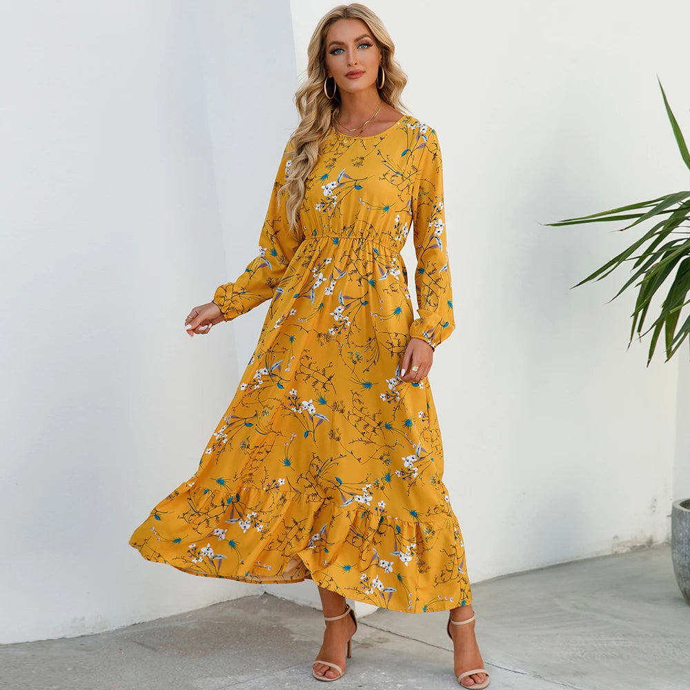 Spring Summer Bohemian Dress Casual Long Sleeve