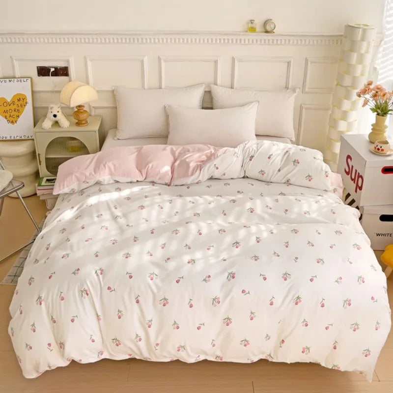 New 3-Piece Floral Print Bedding Set – Duvet Cover + 2 Pillowcases (No Padding)