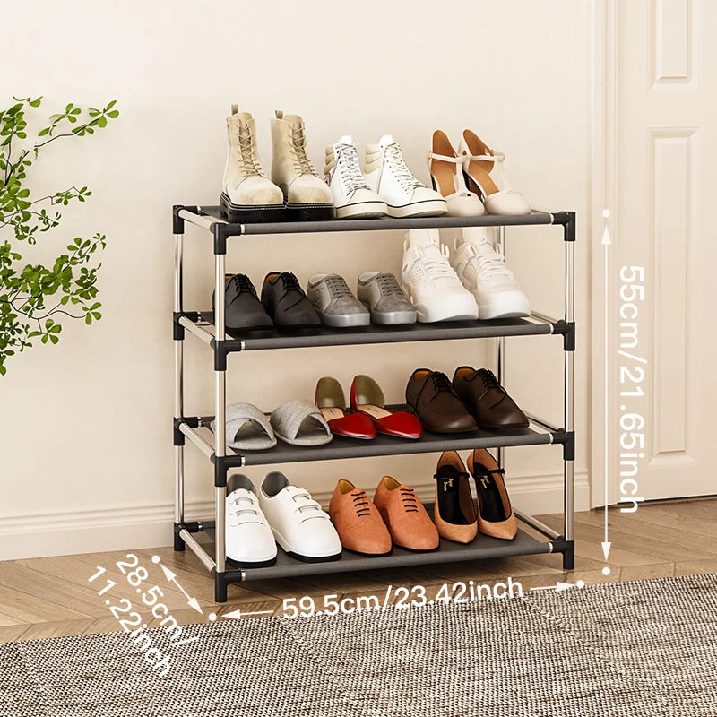 Black Metal Shoe Rack – Simple Space-Saving Footwear Organiser Shelf