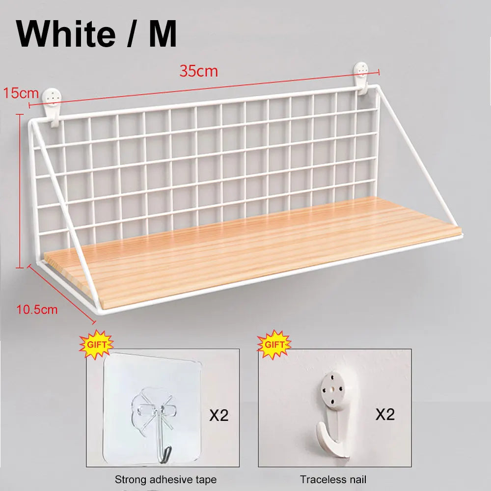 No-Drill Wooden Wall Shelf – Decorative & Storage Organizer