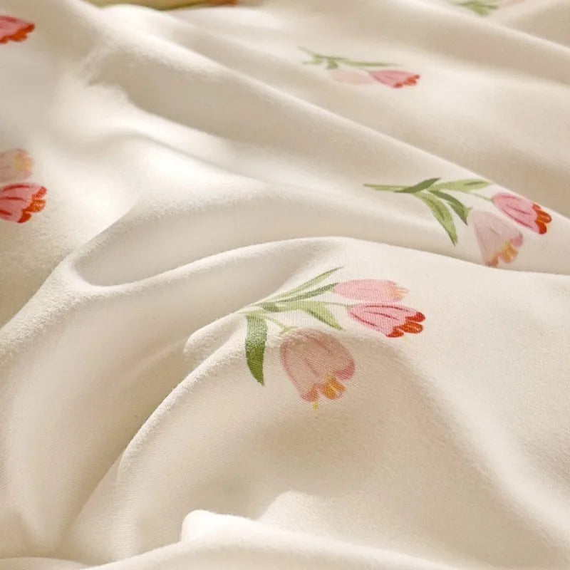 New 3-Piece Floral Print Bedding Set – Duvet Cover + 2 Pillowcases (No Padding)