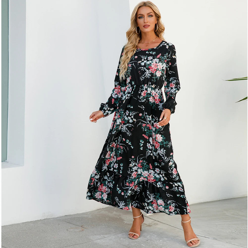 Spring Summer Bohemian Dress Casual Long Sleeve