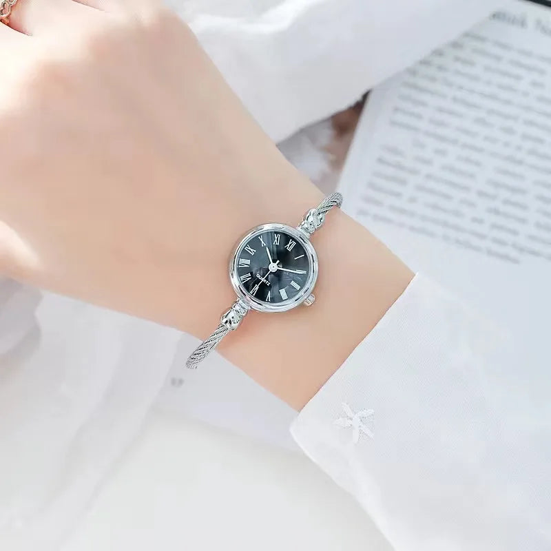 Women’s Small Bangle Bracelet Watch – Stainless Steel Retro Quartz Wristwatch