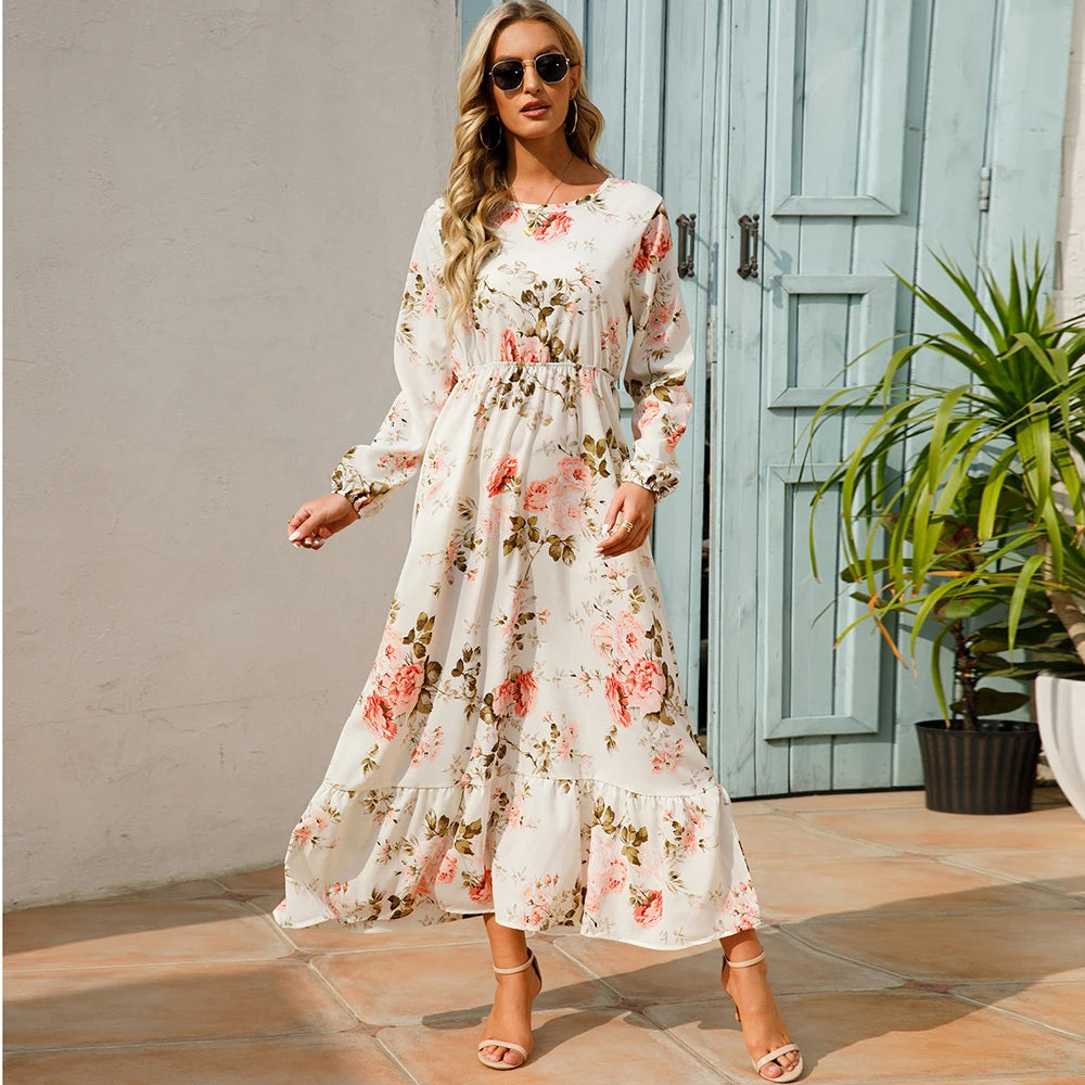 Spring Summer Bohemian Dress Casual Long Sleeve