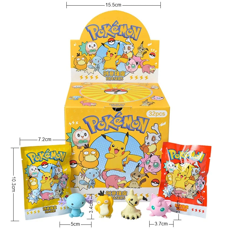 Anime Pokémon Surprise Box – Kawaii Eraser with Mini Pikachu Figure and Friends