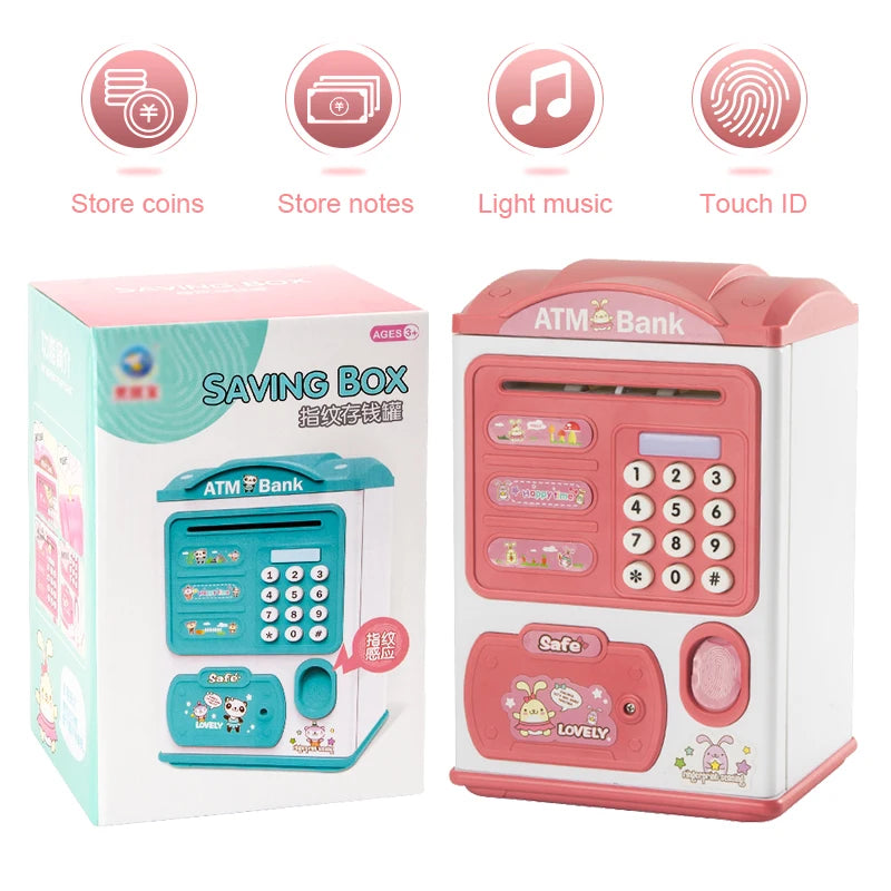 Children’s Electronic Piggy Bank – Mini ATM Style with Password & Fingerprint Simulation