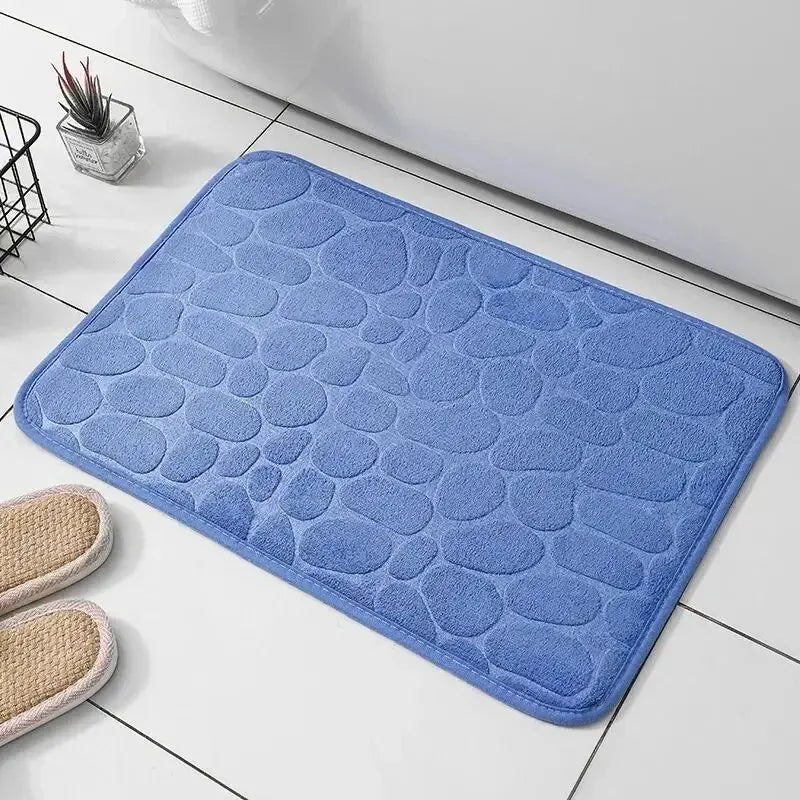 1-Piece Embossed Fibre Carpet – Anti-Slip Pebble Floor Mat for Bathroom & Living Room, Household Rug