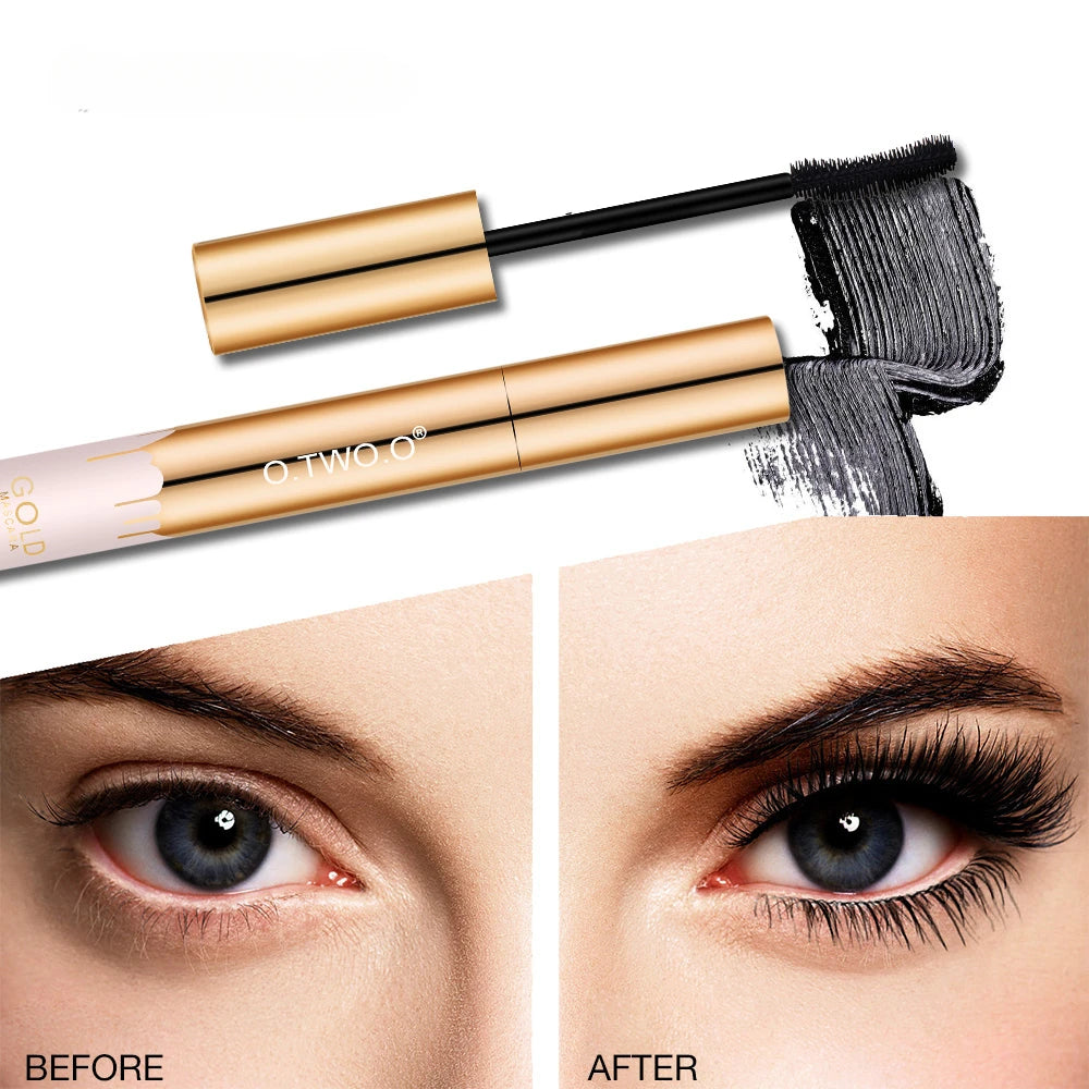 3D Lengthening Black Mascara – Long-Wearing Gold Tube with Eyelash Extension Effect and Lash Brush