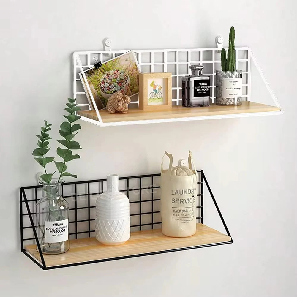 No-Drill Wooden Wall Shelf – Decorative & Storage Organizer