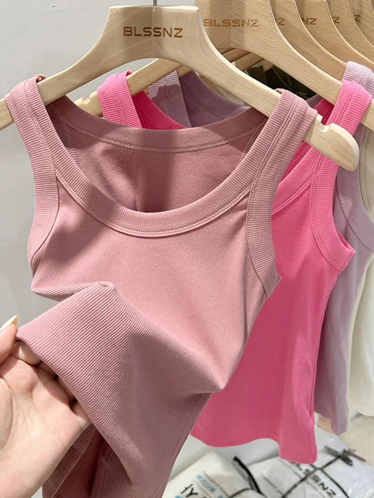 Ribbed Round Neck Tank Top – Women
