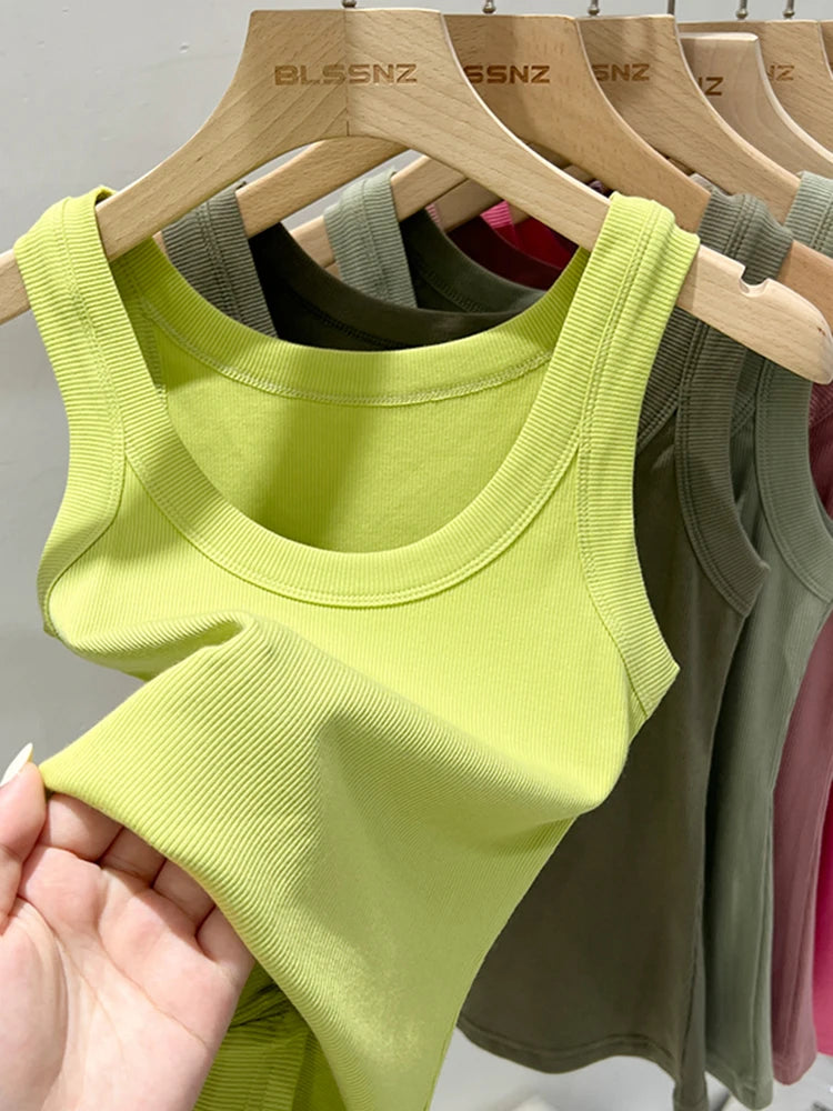 Ribbed Round Neck Tank Top – Women