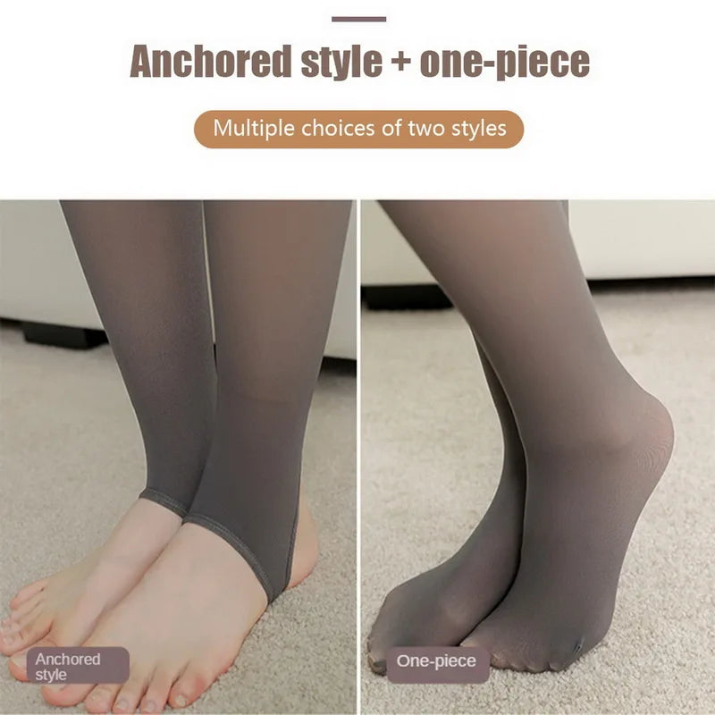 Women’s Thermal Fleece Leggings – High Waist, Warm, Elastic, Translucent Pantyhose