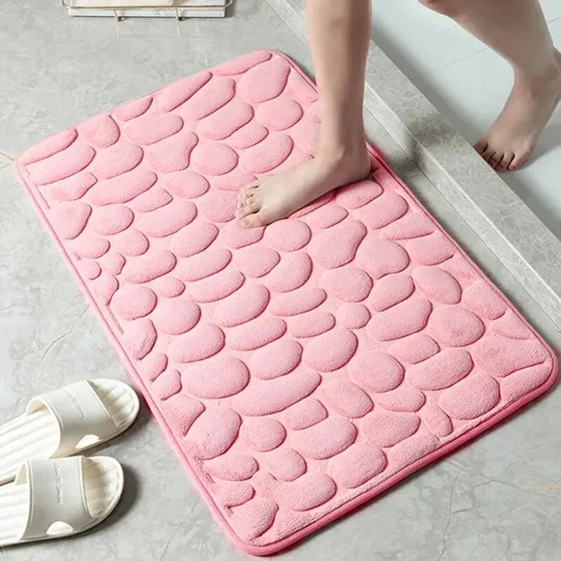 1-Piece Embossed Fibre Carpet – Anti-Slip Pebble Floor Mat for Bathroom & Living Room, Household Rug