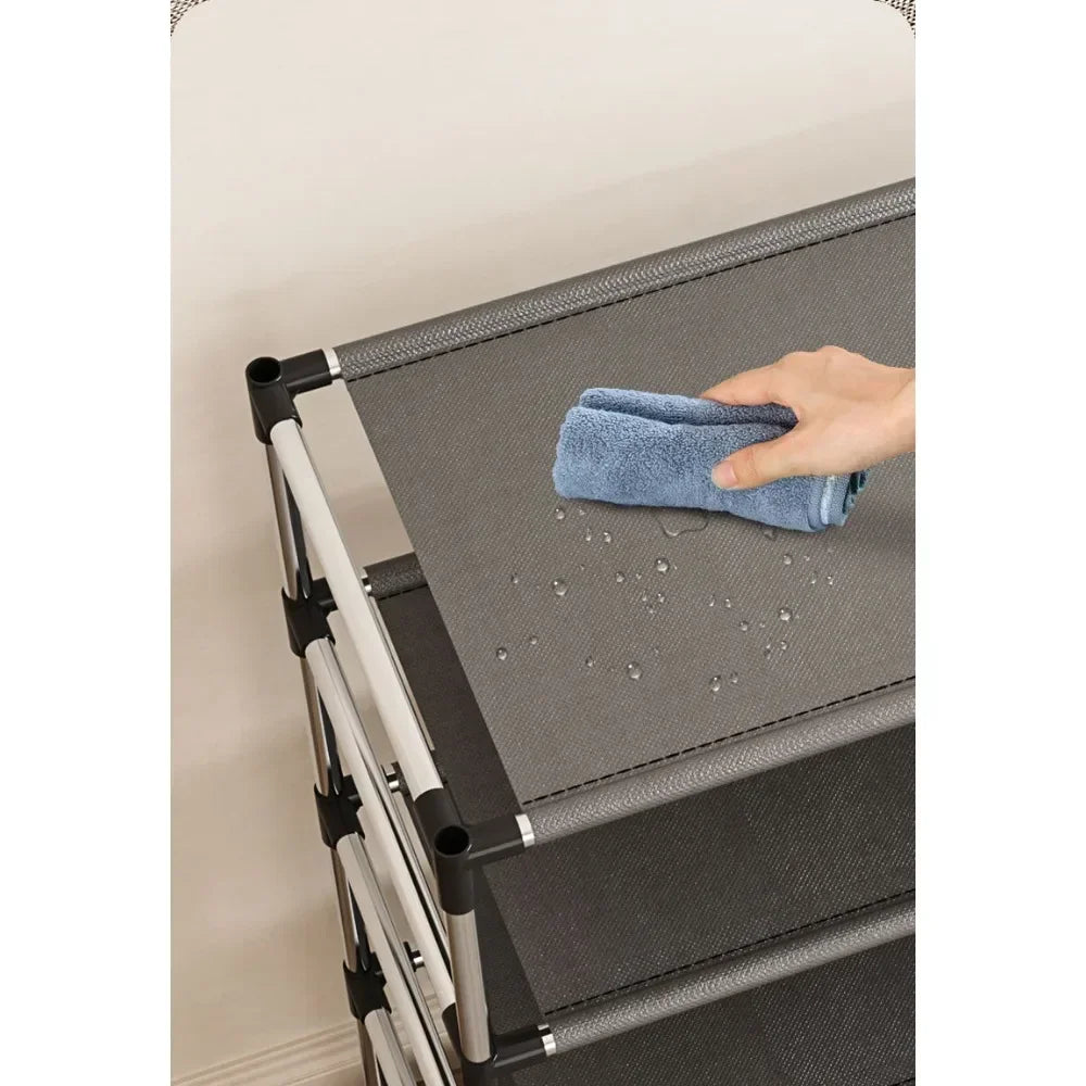 Black Metal Shoe Rack – Simple Space-Saving Footwear Organiser Shelf