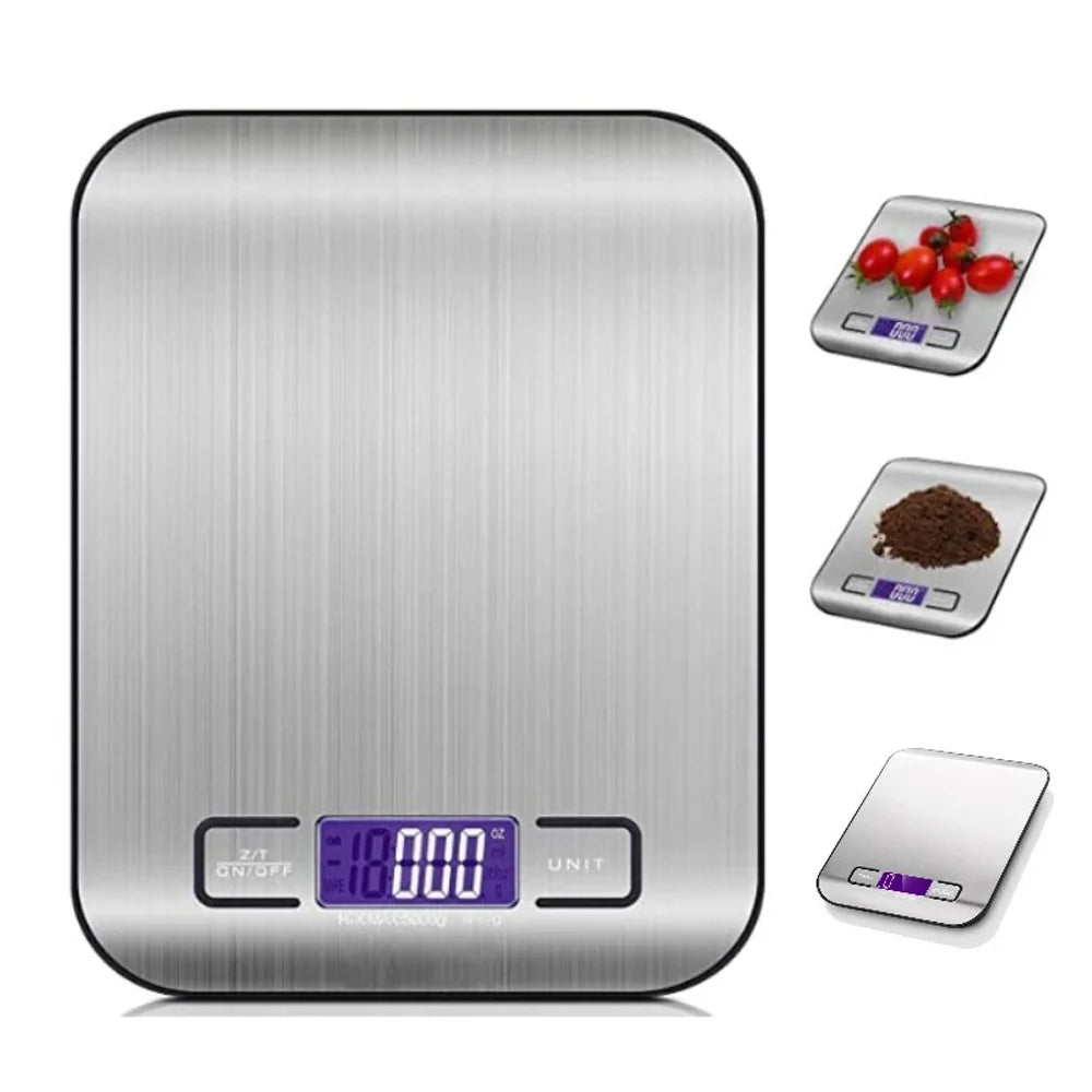 Digital Kitchen Scale 1g up to 5kg/10kg – Portable Stainless Steel Scale with LCD Display
