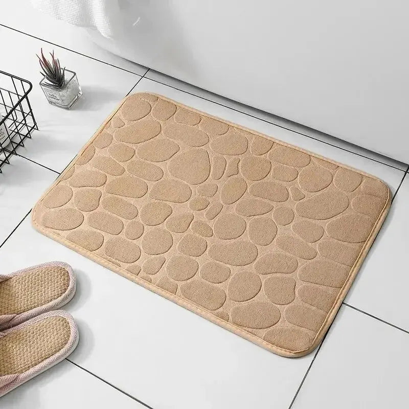 1-Piece Embossed Fibre Carpet – Anti-Slip Pebble Floor Mat for Bathroom & Living Room, Household Rug