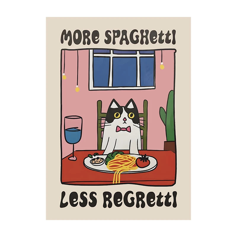 Retro Kitchen Canvas Poster – Cat Chef Art Print, Wall Decor for Kitchen, Bedroom, and Home, Perfect Gift Idea