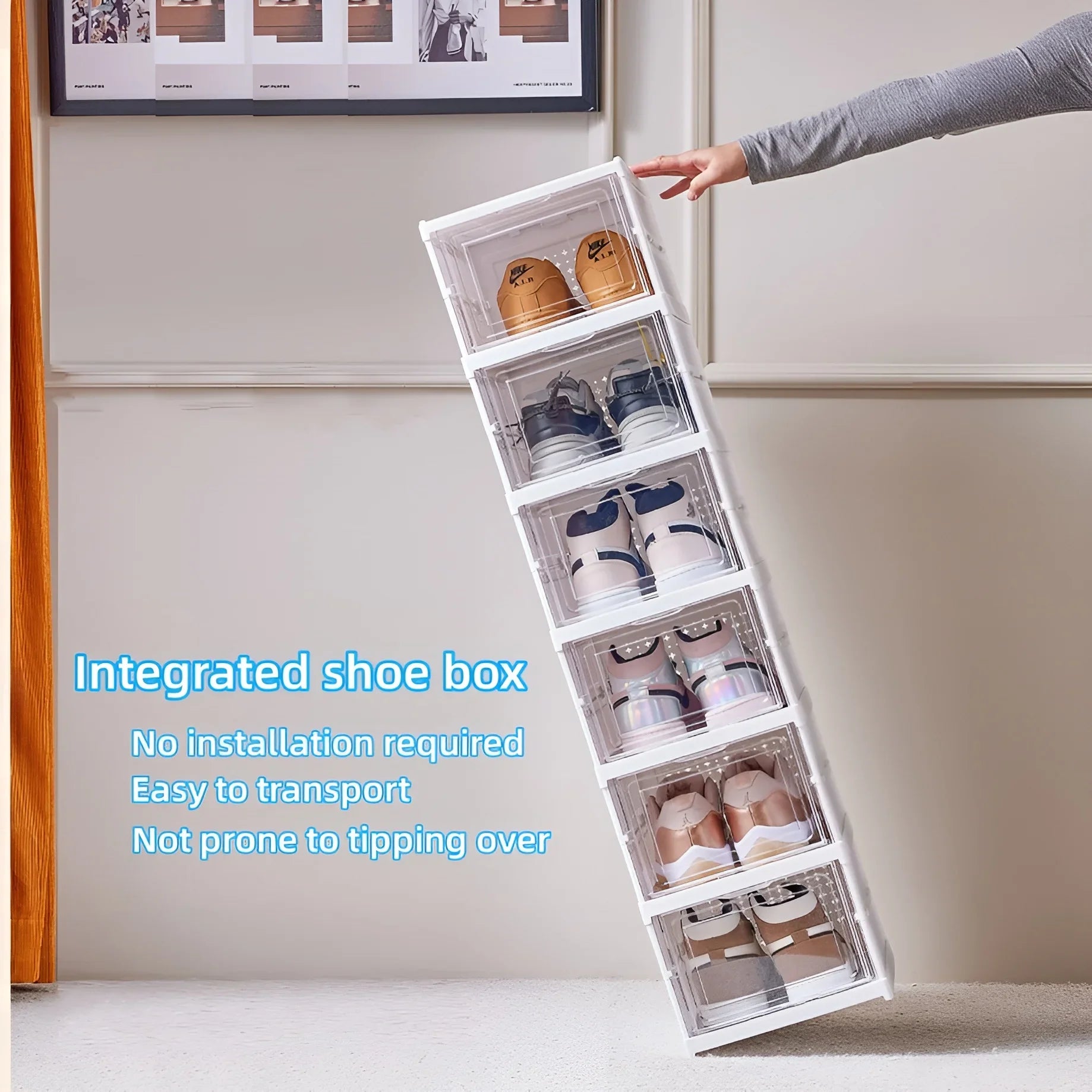 Foldable Shoe Storage Box – Stackable Dustproof Organizer