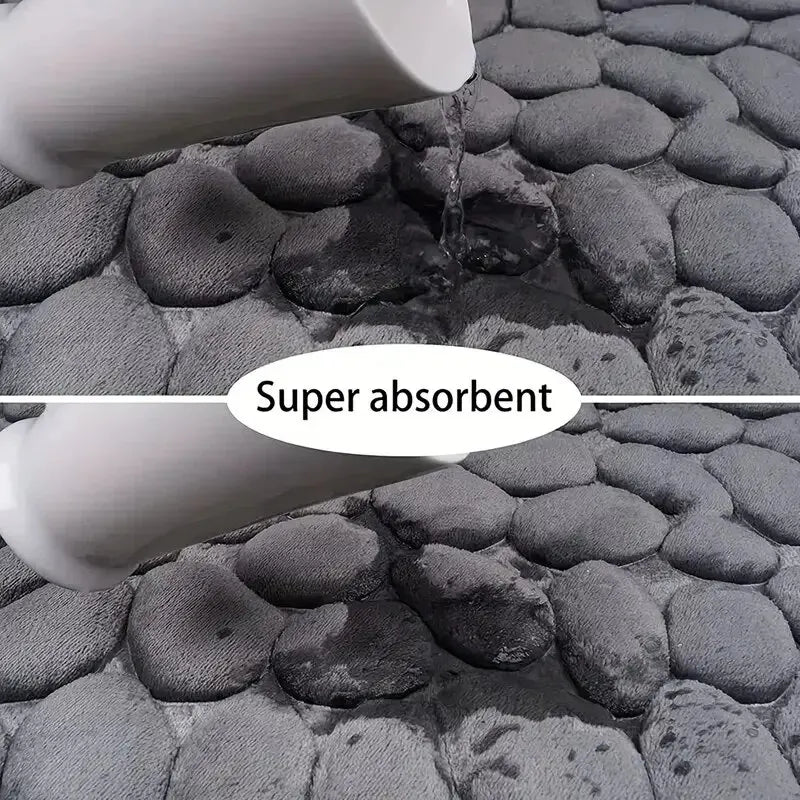 1-Piece Embossed Fibre Carpet – Anti-Slip Pebble Floor Mat for Bathroom & Living Room, Household Rug