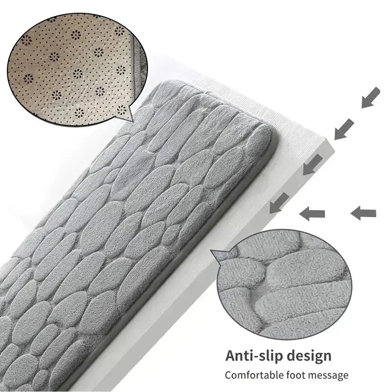 1-Piece Embossed Fibre Carpet – Anti-Slip Pebble Floor Mat for Bathroom & Living Room, Household Rug
