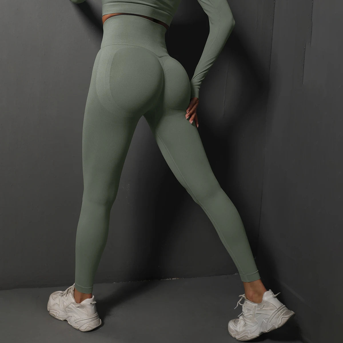 Women’s High Waist Seamless Yoga Leggings – Hip Lifting Fitness Gym Pants, Bubble Butt Workout & Running Tights