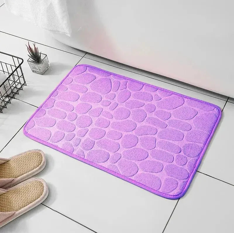 1-Piece Embossed Fibre Carpet – Anti-Slip Pebble Floor Mat for Bathroom & Living Room, Household Rug