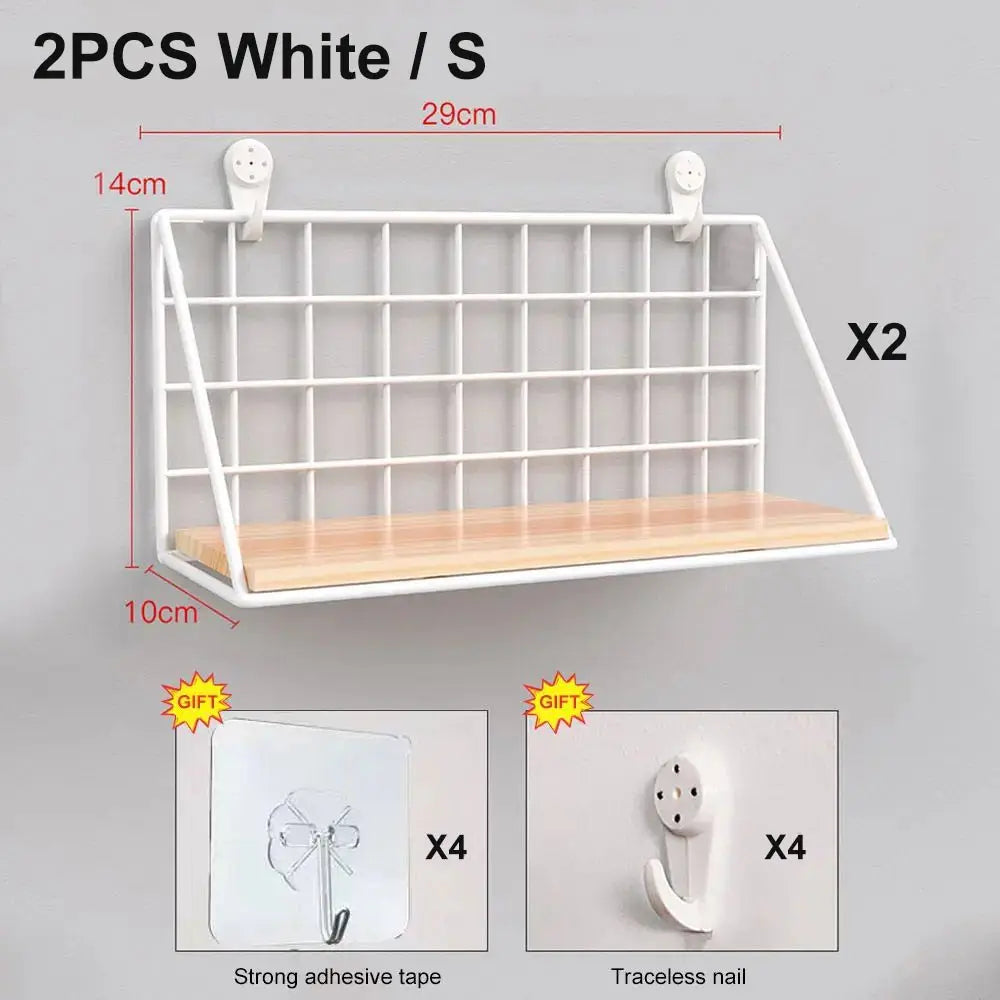 No-Drill Wooden Wall Shelf – Decorative & Storage Organizer